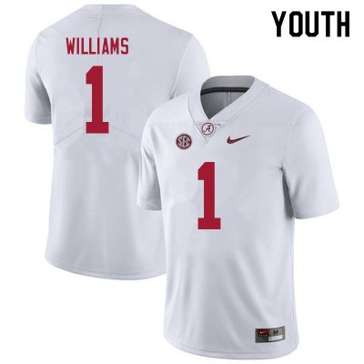 NCAA Youth Alabama Crimson Tide #1 Jameson Williams Stitched College 2021 Nike Authentic White Football Jersey WC17N04AO